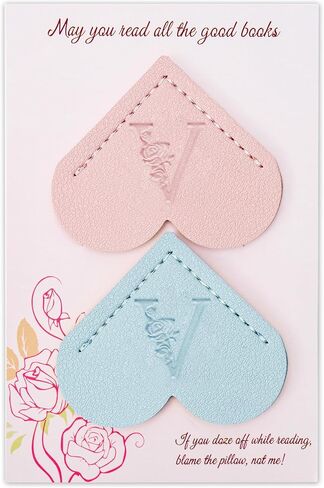 2 Pcs Personalized Gifts Heart Leather Bookmarks, Cute Custom Initial Letter Bookmarks Corner Page Book Marks Reading Accessories Stocking Stuffers for Women Readers Book Lovers Teachers (M) in Saudi Arabia