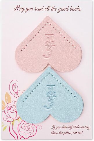 2 Pcs Personalized Gifts Heart Leather Bookmarks, Cute Custom Initial Letter Bookmarks Corner Page Book Marks Reading Accessories Stocking Stuffers for Women Readers Book Lovers Teachers (M) in Saudi Arabia