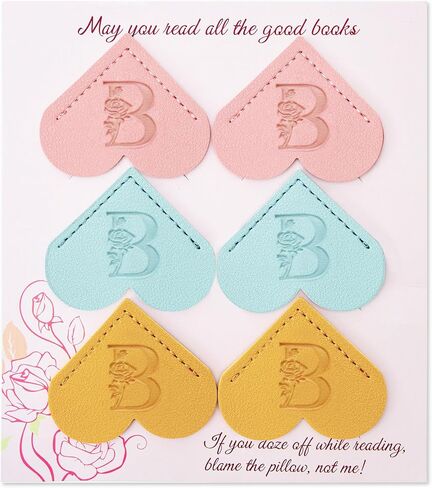 2 Pcs Personalized Gifts Heart Leather Bookmarks, Cute Custom Initial Letter Bookmarks Corner Page Book Marks Reading Accessories Stocking Stuffers for Women Readers Book Lovers Teachers (M) in Saudi Arabia