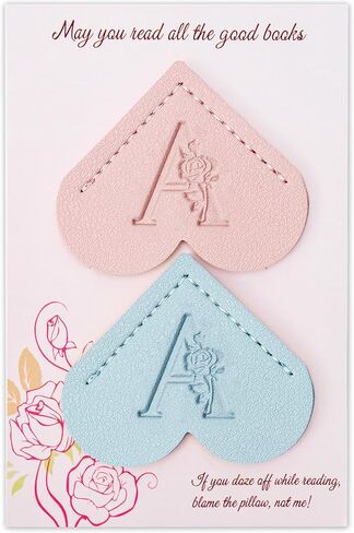 2 Pcs Personalized Gifts Heart Leather Bookmarks, Cute Custom Initial Letter Bookmarks Corner Page Book Marks Reading Accessories Stocking Stuffers for Women Readers Book Lovers Teachers (M) in Saudi Arabia