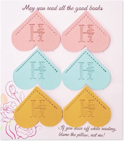 2 Pcs Personalized Gifts Heart Leather Bookmarks, Cute Custom Initial Letter Bookmarks Corner Page Book Marks Reading Accessories Stocking Stuffers for Women Readers Book Lovers Teachers (M) in Saudi Arabia