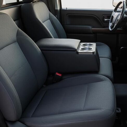 NVS Universal Contractor Truck Center Console Heavy-Duty Bench Seat Organizer with Cup Holders, Padded Armrest Lid & Work Truck Storage - Black in Saudi Arabia