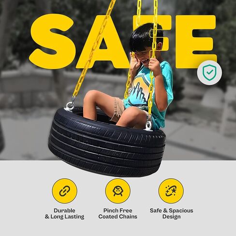 Tire Swing with Plastic Coated Chains, for Kids, and Adults. Outdoor Swing Set with Accessories in Saudi Arabia