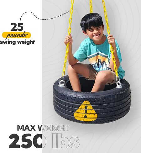 Tire Swing with Plastic Coated Chains, for Kids, and Adults. Outdoor Swing Set with Accessories in Saudi Arabia