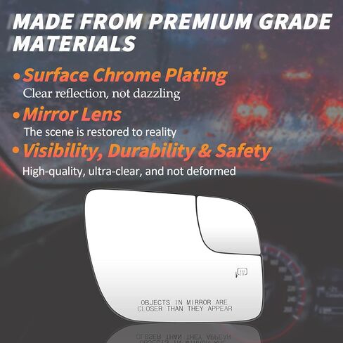 Passenger Right Side Heated Mirror Glass Fits for Ford Explorer 2011 2012 2013 2014 2015 2016 2017 with Rear Holder Replacement for BB5Z17K707A in Saudi Arabia