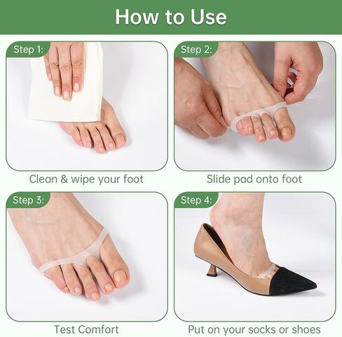 Hoogoo Toe Pads Ball of Toe Cushions Metatarsal Pads Ball of Foot Pads Mortons Neuroma Callus Metatarsal Foot Pain Relief Bunion Forefoot Cushioning Relief Women in Saudi Arabia