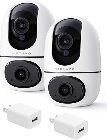 كاميرا أمان داخلية virtavo EggsFlask، عدسة وشاشة مزدوجة 1080 بكسل، مراقبة الأطفال / كاميرا للحيوانات الأليفة، مراقبة / إمالة / تكبير، تتبع حركة AI، تنبيهات الهاتف، صوت ثنائي الاتجاه، رؤية ليلية، تخزين سحابي وSD in Kuwait