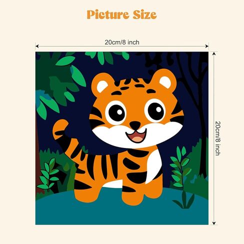 MXJSUA 4 Pack Cute Animals Paint by Numbers Kit with Framed Canvas for Ages 6-12 Kids, Panda Paint by Numbers Kits for Children Beginners, Acrylic Oil Painting for Home Wall Decor Gift (8x8 inch) in Saudi Arabia