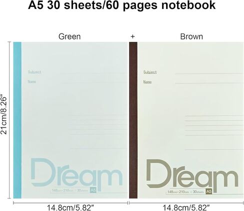 2 Pack Composition Notebooks for Work School Supplies, A5 Journaling Notebooks College Ruled, Portable Composition Note Books for Note Taking Supplies, Glue-Bound, 30 Sheets 5.83×8.27In, Gray&Blue in Saudi Arabia