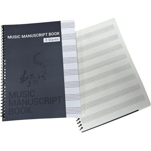 HERR VIOLIN Blank Sheet Music Composition Manuscript Notebook with 100 Pages, Musical Notation Staff Notebook for Kids, 8.5 x 11 Inches Music Spiral Notebook (6 Staves for Kids) in Saudi Arabia