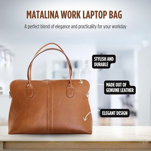 KING KONG Matalina Work Laptop Bag, Cow Leather Laptop Bag for Women, Durable Handles, Sturdy in Saudi Arabia