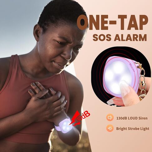 إنذار السلامة الشخصية للنساء من WSDCAM، إنذار سلسلة مفاتيح بصوت عالٍ 130 ديسيبل مع ضوء أمان LED ثلاثي الألوان، إنذار شخصي بسلسلة مفاتيح للدفاع عن النفس قابلة لإعادة الشحن للنساء، صندوق MissCubie™GlowSafe (أسود) in Kuwait