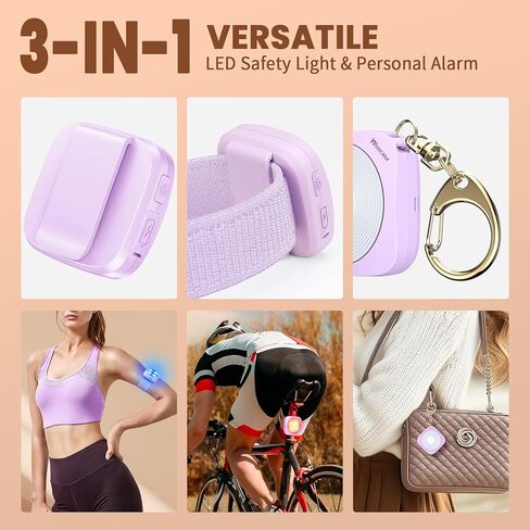 إنذار السلامة الشخصية للنساء من WSDCAM، إنذار سلسلة مفاتيح بصوت عالٍ 130 ديسيبل مع ضوء أمان LED ثلاثي الألوان، إنذار شخصي بسلسلة مفاتيح للدفاع عن النفس قابلة لإعادة الشحن للنساء، صندوق MissCubie™GlowSafe (أسود) in Kuwait