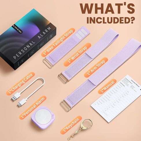 إنذار السلامة الشخصية للنساء من WSDCAM، إنذار سلسلة مفاتيح بصوت عالٍ 130 ديسيبل مع ضوء أمان LED ثلاثي الألوان، إنذار شخصي بسلسلة مفاتيح للدفاع عن النفس قابلة لإعادة الشحن للنساء، صندوق MissCubie™GlowSafe (أسود) in Kuwait