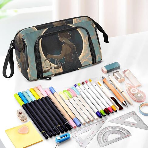 Large Pencil Case Woman Beautiful - Large Capacity Cool Pencil Pouch Portable Handle for School Office Teens Adults in Saudi Arabia
