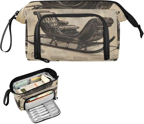 Skateboard Vintage Christmas Large Pencil Case - Large Capacity Cool Pencil Pouch Portable Handle for School Office Teens Adults in Saudi Arabia