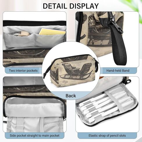 Skateboard Vintage Christmas Large Pencil Case - Large Capacity Cool Pencil Pouch Portable Handle for School Office Teens Adults in Saudi Arabia