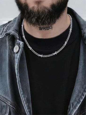 قلادة سلسلة ChainsHouse Punk Thorns للرجال والنساء، بعرض 6 مم من الفولاذ المقاوم للصدأ/معدن أسود/مجوهرات هيب هوب روك مطلية بالذهب 18 قيراط، 18-22 بوصة in Kuwait