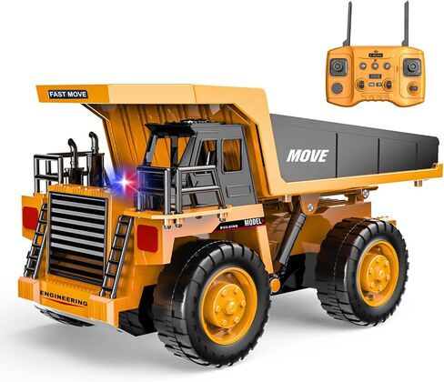 Remote Control Dump Truck Toy, 13-Channel Rc Construction Vehicles with Metal Bed & Light, 2.4GHz RC Truck for Kids Boys Christmas Birthday Gifts Ages 3+ in Saudi Arabia