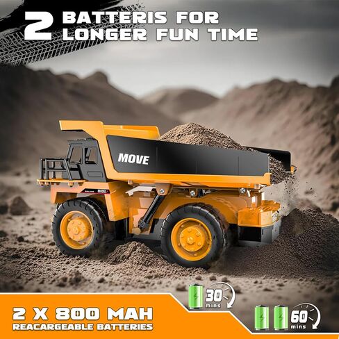 Remote Control Dump Truck Toy, 13-Channel Rc Construction Vehicles with Metal Bed & Light, 2.4GHz RC Truck for Kids Boys Christmas Birthday Gifts Ages 3+ in Saudi Arabia