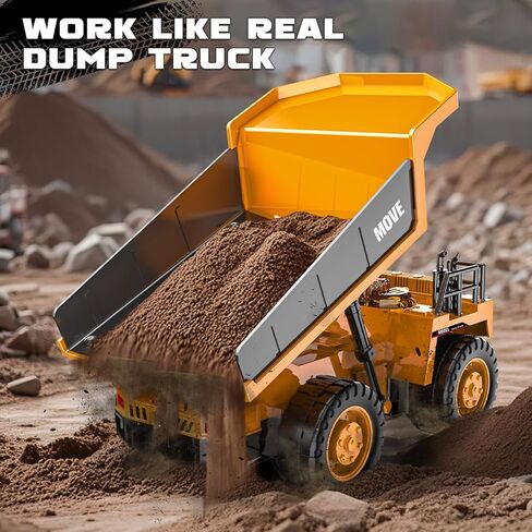 Remote Control Dump Truck Toy, 13-Channel Rc Construction Vehicles with Metal Bed & Light, 2.4GHz RC Truck for Kids Boys Christmas Birthday Gifts Ages 3+ in Saudi Arabia