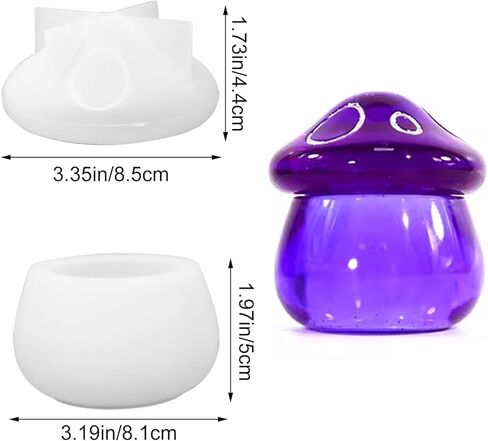 1PCS Mushroom Jars Silicone Molds Cute Cartoon Resin Jar Silicone Molds Creative Craft Bottle Molds with Lid for DIY Candy Container Jewelry Box Candle Holder Making in Saudi Arabia