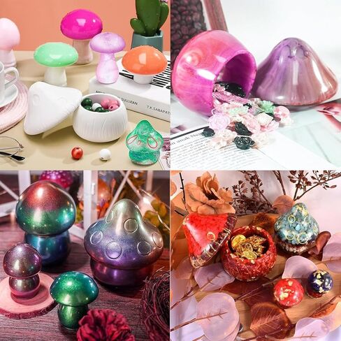 1PCS Mushroom Jars Silicone Molds Cute Cartoon Resin Jar Silicone Molds Creative Craft Bottle Molds with Lid for DIY Candy Container Jewelry Box Candle Holder Making in Saudi Arabia