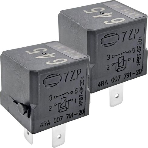 2-Pack 645 4H0951253A 4RA007791-20 Relay - 40A 12VDC 4-Pin SPST Automotive Relay - Compatible with Select Volkswagen/Audi Vehicles - Fixes P0230 & Fuel Pump Failures (Replaces 0332019150) in Saudi Arabia