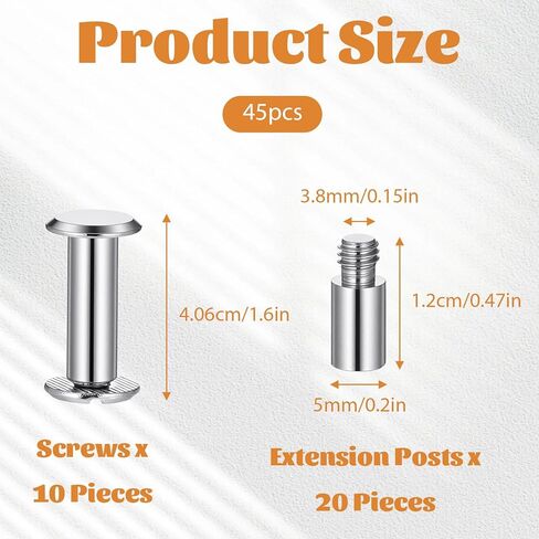 45 Pack Chicago Screws and Scrapbook Extension Posts, Binding Screw Post, Album Accessories, Replacement Extension Screws for Binding Extending Scrapbook Photo Album Refill Pages, Silver in Saudi Arabia