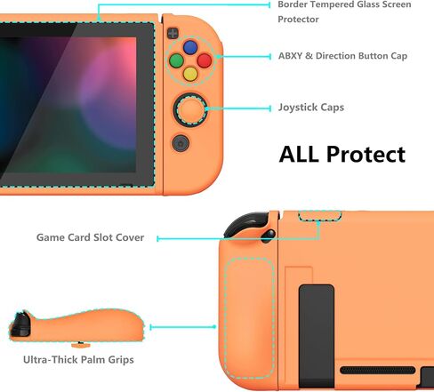 playvital ZealProtect Soft Protective Case for Nintendo Switch, Flexible Joycon Cover Slim Cover for Nintendo Switch with Screen Protector & Thumb Grips & Direction Button Caps - Bright Pink in Kuwait