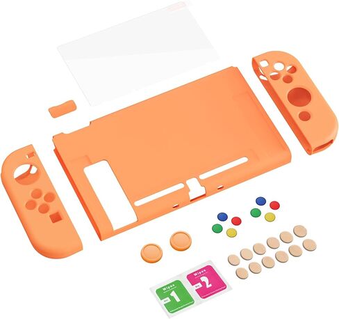 playvital ZealProtect Soft Protective Case for Nintendo Switch, Flexible Joycon Cover Slim Cover for Nintendo Switch with Screen Protector & Thumb Grips & Direction Button Caps - Bright Pink in Kuwait