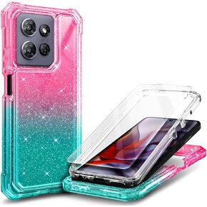 مصمم لجراب BLU View Speed ​​5G مع [واقي شاشة مدمج]، غطاء متين مقاوم للصدمات لكامل الجسم لهاتف BLU View Speed ​​5G B1550VL (أكوا/أرجواني) in Kuwait