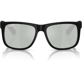 Ray Ban RB4165 Justin Rectangular Sunglasses, Rubber Black/Gradient Grey, 55 mm in Kuwait