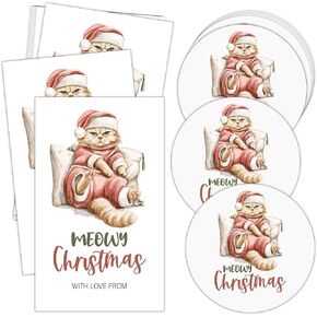 ملصقات بطاقات هدايا عيد الميلاد، مجموعة مكونة من 20 بطاقة اسم مستديرة و20 مستطيلة، عيد ميلاد سعيد لسانتا، مناسبة لتغليف الهدايا، ديكور حفلات العطلات، أختام المظاريف، صناعة يدوية-A09 in Kuwait