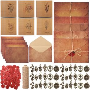 241 Pcs Vintage Wildflower Stationary Paper and Envelopes Sets 60 Sheet Wildflower Vintage Stationary Letter Paper 60 Envelope 60 Stamp 60 Metal Flower Pendant Hemp Rope for Christmas in Kuwait