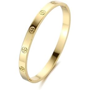 YCSLYW Women's Stainless Steel Bracelet Jewelry Crystal Bracelet With Cube Zircon Hinge Jewelry oval Bangle Witness the Gift of Love in Kuwait