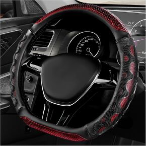 D-Shaped Steering Wheel Cover, Leather Car Wheel Protector with 3D Honeycomb Anti-Slip Design, Universal Breathable Comfy Cover Fits 14.5-15 Inch Steering Wheels, Car Accessories (Blue) in Saudi Arabia