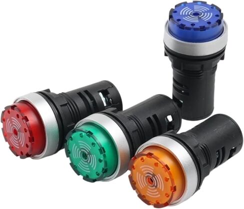 طنان 12V24V220V بلاستيك عالي الديسيبل وامض متقطع 22 مم مؤشر إنذار الصوت والضوء (أخضر DC24V) in Saudi Arabia