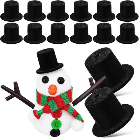 Homoyoyo 15pcs Mini Snowman Hats Miniature Black Doll Hat for Crafts for Doll Craft Project Christmas Decoration in Saudi Arabia