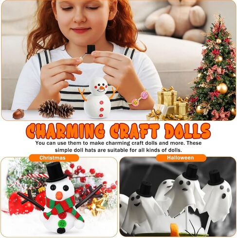 Homoyoyo 15pcs Mini Snowman Hats Miniature Black Doll Hat for Crafts for Doll Craft Project Christmas Decoration in Saudi Arabia