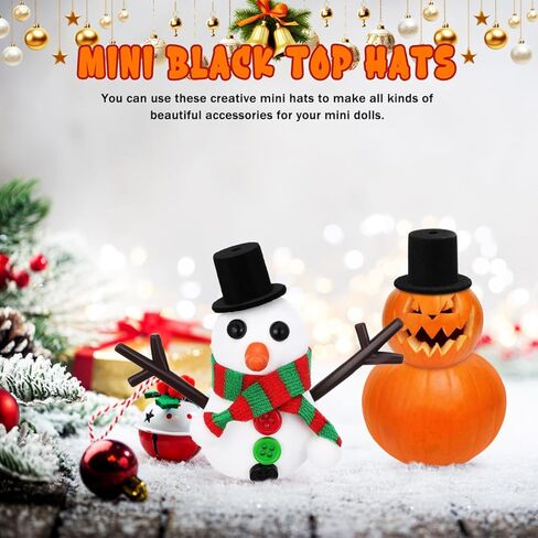 Homoyoyo 15pcs Mini Snowman Hats Miniature Black Doll Hat for Crafts for Doll Craft Project Christmas Decoration in Saudi Arabia