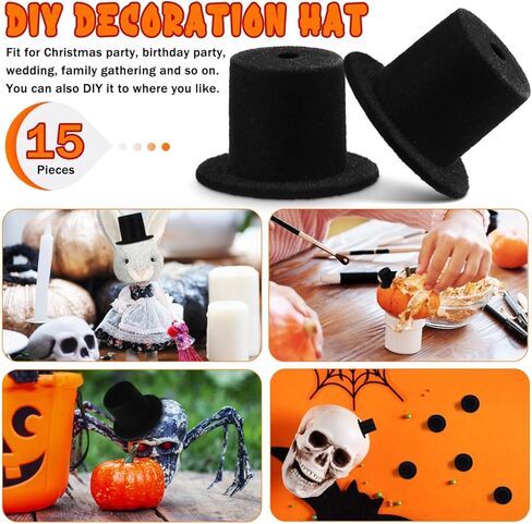 Homoyoyo 15pcs Mini Snowman Hats Miniature Black Doll Hat for Crafts for Doll Craft Project Christmas Decoration in Saudi Arabia
