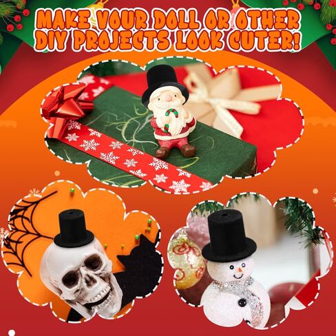 Homoyoyo 15pcs Mini Snowman Hats Miniature Black Doll Hat for Crafts for Doll Craft Project Christmas Decoration in Saudi Arabia