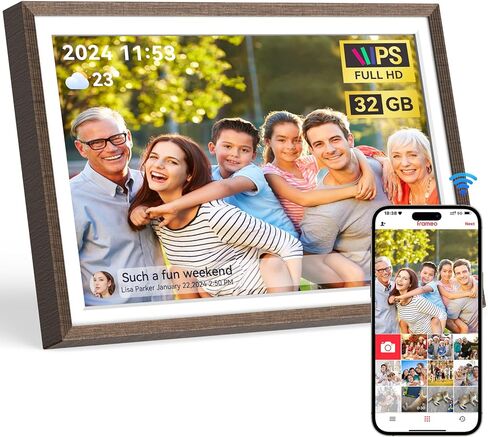 Frameo Digital Picture Frame WiFi 10.1 inch, QOCEN Smart Photo Frame with 32G Memory, HD Touch Screen, Auto-Rotate, Slideshow, Easy Setup, Share Photos and Videos Anywhere, Christmas in Saudi Arabia