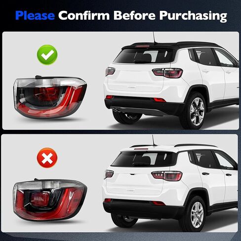 Outer Tail Light Compatible with 2017 2018 2019 2020 2021 Jeep Compass - Brake Taillight Assembly Replacement for CH2805115 and 55112838AC - Right Passenger Side in Saudi Arabia