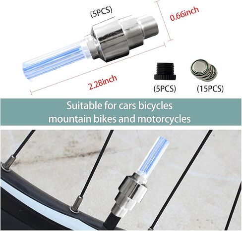 6 قطع من مصابيح LED لعجلات الإطارات، مصباح غطاء صمام عجلة الإطارات المقاوم للماء مع بطارية، أضواء تزيين إطارات LED عالمية للسيارات وصناديق السيارات والدراجات النارية (أصفر) in Kuwait