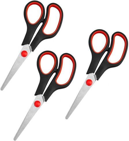 3pcs 8.5" Ultra - Sharp Stainless Steel Scissors: Comfort - Grip, Versatile for Office to Home Crafts and Everyday Use in Saudi Arabia