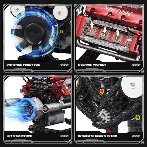 Tuajixz V8 Engine Building Blocks Sets, V8 Engine Model Kit That Runs – Motorized with Moving Pistons, Crankshaft & Rotating Fan, Realistic Engine Simulation for Car Enthusiasts, 588Pcs in Saudi Arabia