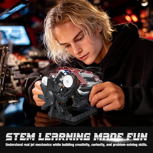 Tuajixz V8 Engine Building Blocks Sets, V8 Engine Model Kit That Runs – Motorized with Moving Pistons, Crankshaft & Rotating Fan, Realistic Engine Simulation for Car Enthusiasts, 588Pcs in Saudi Arabia