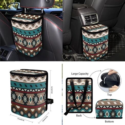 Aztec Tribal Car Seat Covers Full Set with Steering Wheel Cover for Women Universal Car Air Vent Storage Box Garbage Bag Cup Cushions Key Chain for SUV Van Sedan in Saudi Arabia